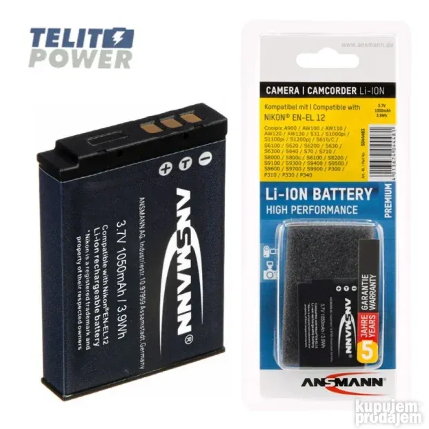 ANSMANN Batteria Li-Ion EN-EL5 3,7V 1050mAh – Ricambio Per Nikon Coolpix P100, S10, 610 E Altre