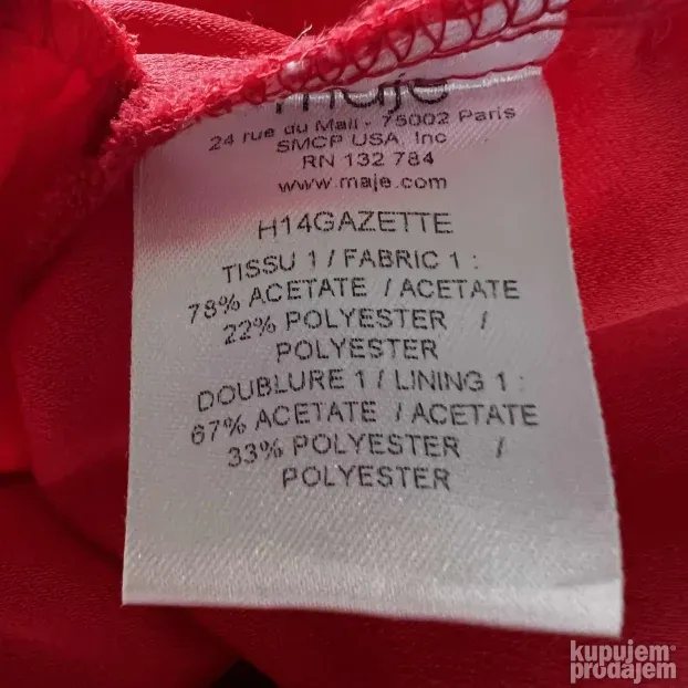 MAJE ORIGINAL crvena haljina bez rukava 1 / XS KAO NOVA