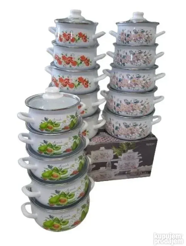 Emajliran Šerpe sa poklupcem set 5/1 Uvoz iz Turska (Novo)