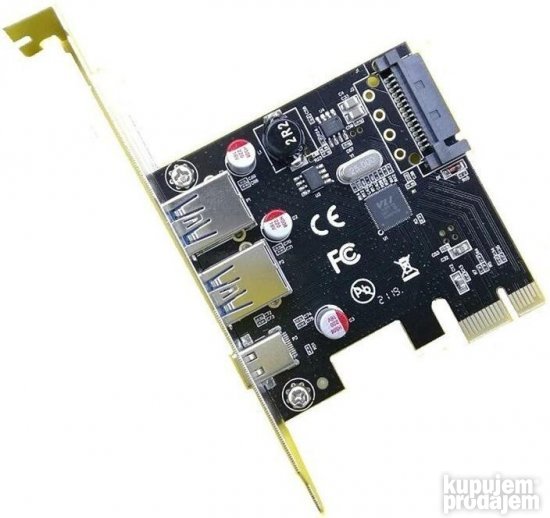 PCI-E x1 kartica sa 2x USB 3.0, 1x USB-C portovima pcie usbc