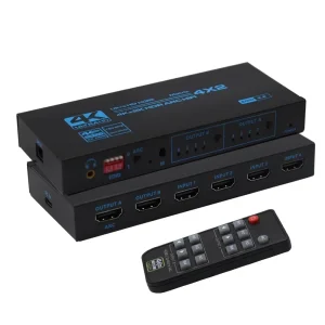 HDMI 4x2 4K/60Hz Matrix switch + audio, 4in-2out 5.1 ARC