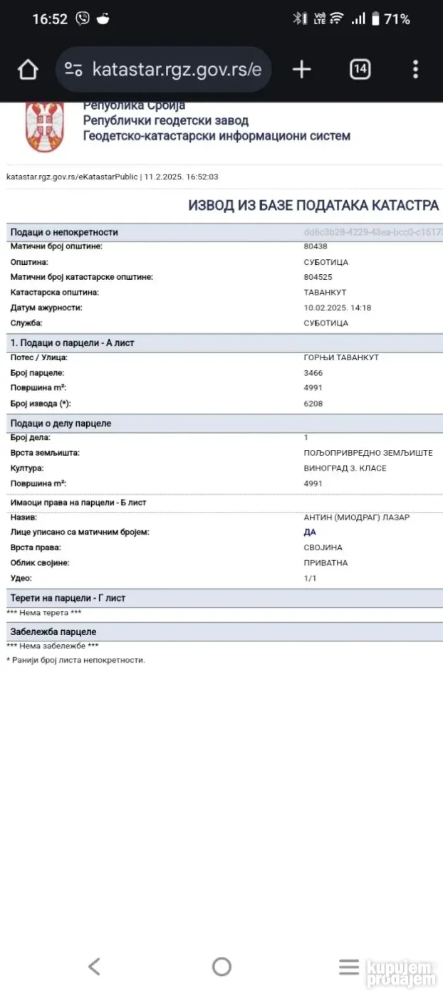 Izdajem zemlju 7714 kvm u Gornjem Tavankutu