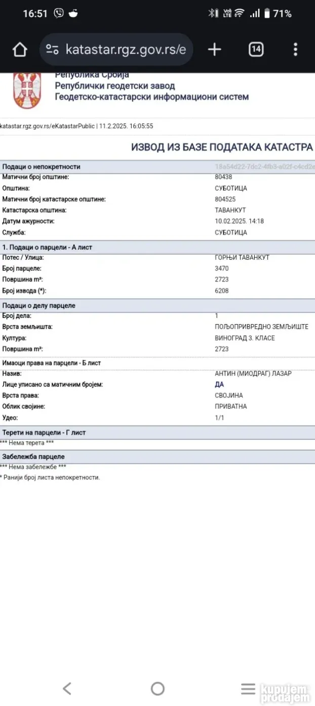 Izdajem zemlju 7714 kvm u Gornjem Tavankutu