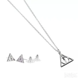 Harry Potter Deathly Hallows minđuše i ogrlica