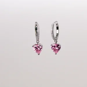 Srebrne minđuše s roze srcem