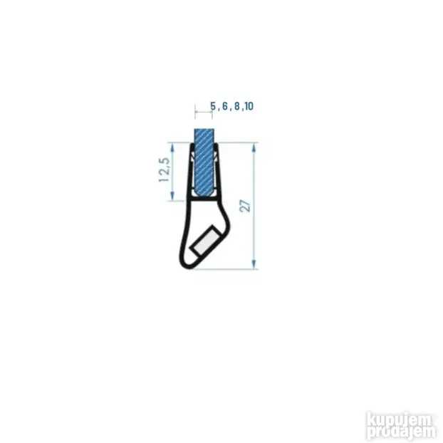 Dihtung guma / lajsna za tuš kabine VA008-GW-magnet