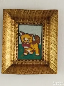 Retro manji goblen u drvenom ramu 28x23cm