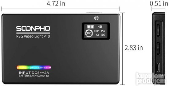 LED RGB Reflektor Soonpho P10 Svetlo za Kameru 2500K~8500K