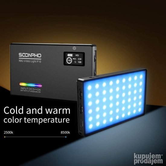 LED RGB Reflektor Soonpho P10 Svetlo za Kameru 2500K~8500K