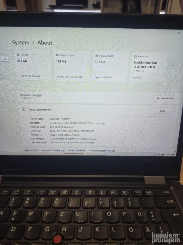 Lenovo Yoga X380/i5 8350/16gb/256ssd/13.3 FHD/Tablet mode