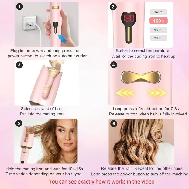 Automatski rotirajuci uvijac, figaro za kosu, sa lcd ekranom