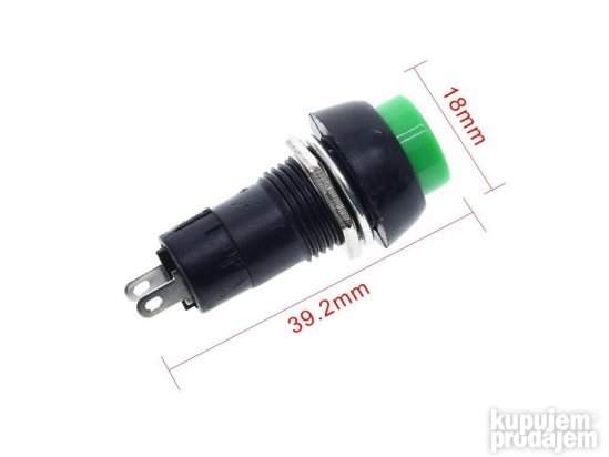 Taster PBS-11B 12mm (zeleni) 1A/250VAC