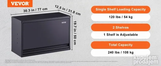 VEVOR zidni metalni ormar 77x31,8x50cm