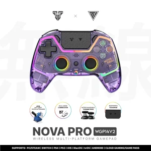 Joypad wireless Fantech WGP14V2 NOVA PRO RGB CLEAR ljubicast