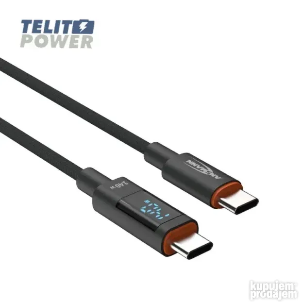 Kabl USB tip C na USB tip C dužine 120cm sa LCD displejom