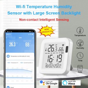 24h Tuya USB WiFi termometar sa satom i datumom i LED Svetlo