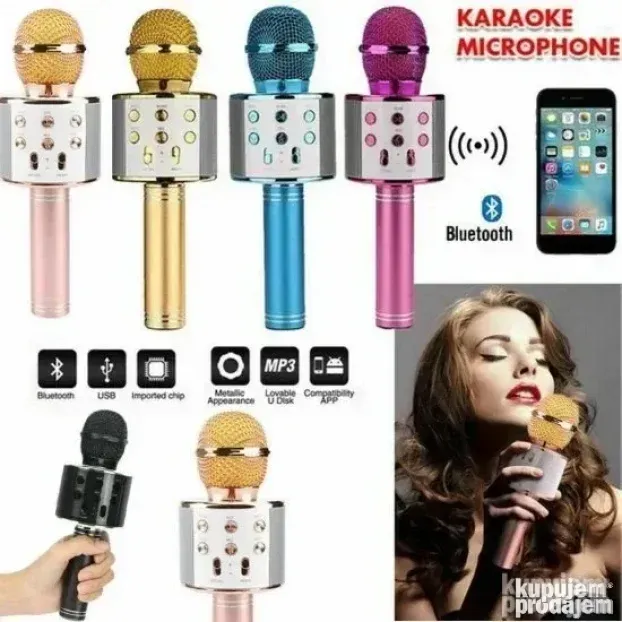NOVO! Mikrofon Bluetooth USB SD Karaoke sa zvucnikom WS-858