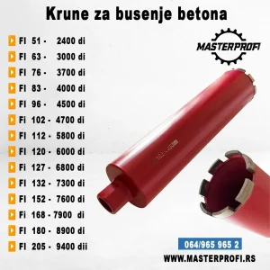 Krune za beton raznih dimenzija