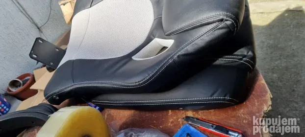 Songmics ergonomska, prilagodljiva stolica, vešt.k,crna/bela