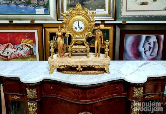 Exkluzivan ogroman stari raskosni kaminski sat - Gold bronza