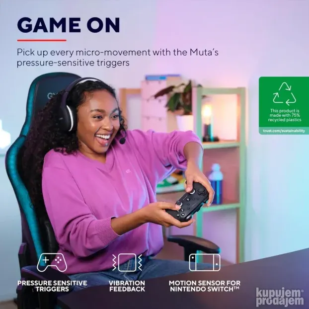 Gamepad dzojstik TRUST GXT542 Muta bezicni crni