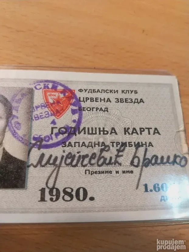 Crvena Zvezda Godišnja Karta 1980 godina