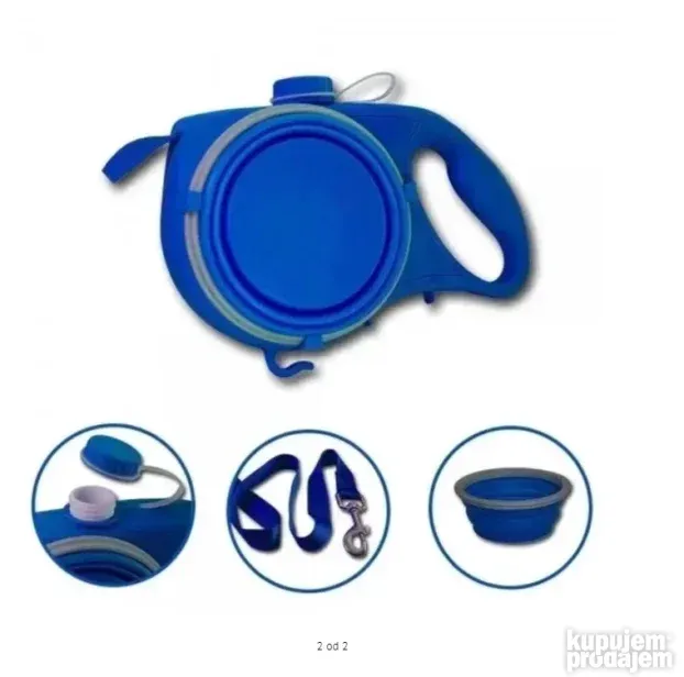Povodac za pse sa činijom za vodu 5 u 1 i prostor za kese