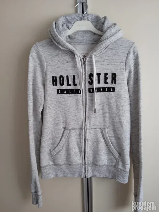 Dukserica Hollister S svetlo siva pamuk
