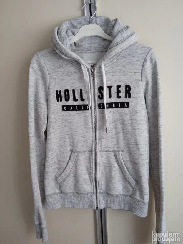 Dukserica Hollister S svetlo siva pamuk