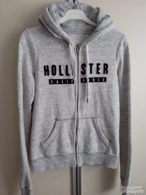 Dukserica Hollister S svetlo siva pamuk