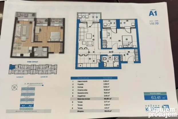 Vozdov Kvart Novo Lux, Dušanovac, 2.0 dvosoban, 63.41 m²