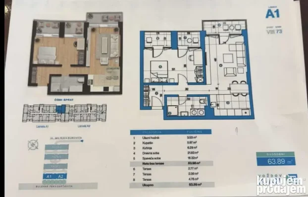 Vozdov Kvart Novo Lux, Dušanovac, 2.0 dvosoban, 63.41 m²