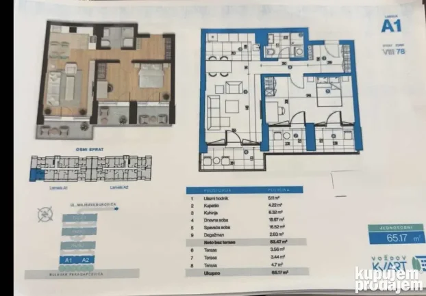 Vozdov Kvart Novo Lux, Dušanovac, 2.0 dvosoban, 63.41 m²