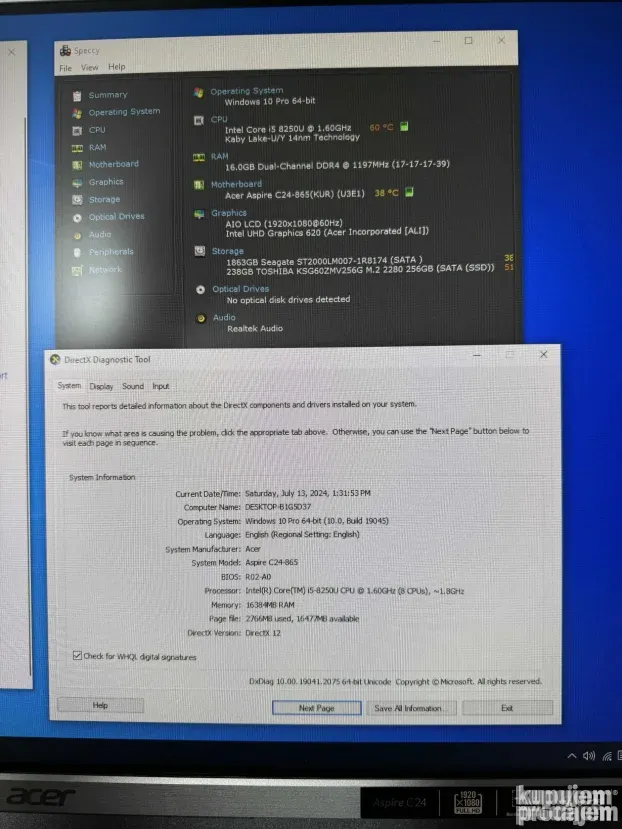 Acer Aspire C24 i5-8250 23.8inch-a Full HD