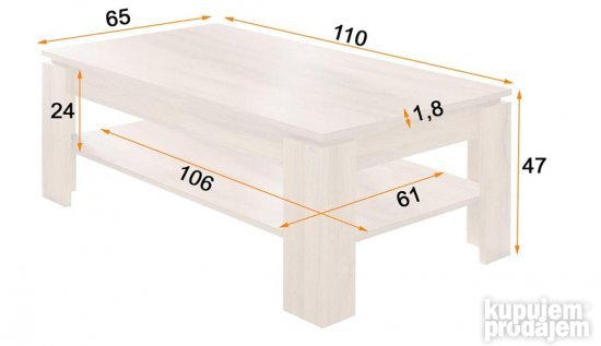 Klub Sto 110x65x47cm Hrast - Trendteam