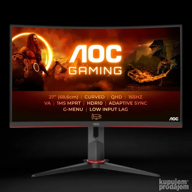 AOC CQ27G2S BK 27" GAMING 1440p 165Hz 1ms novo garancija