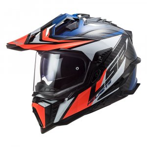 LS2 Kaciga MX701 Explorer Focus Karbon Plavo Belo Crvena