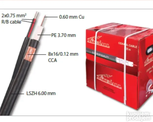COMMSPACE koaksijalni kabl RG59+2x0,75mm LSZH (Halogen free)