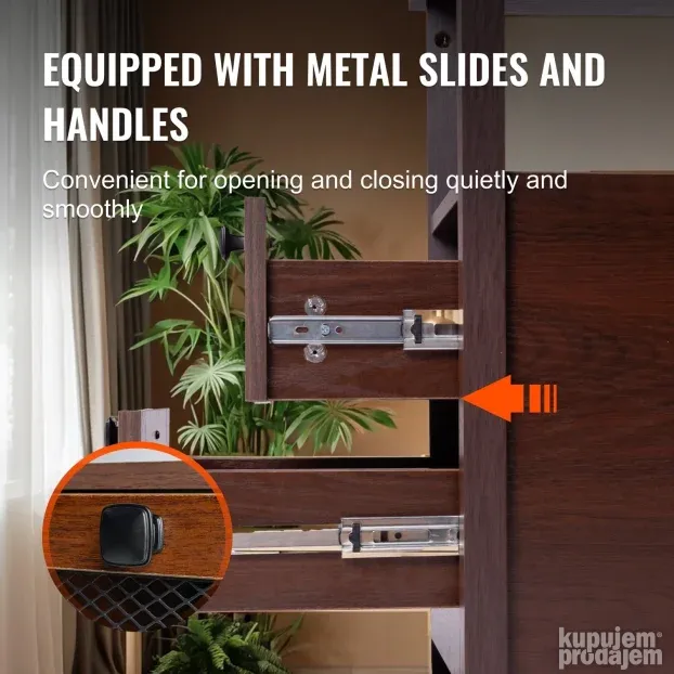 VEVOR noćni sto sa USB priključcima i utičnicama, 2