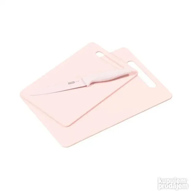 Kuhinjski set 2 daske za sečenje + nož 12.5cm svetlo rozi KE