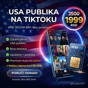 AKCIJA! - USA Američka Sim Kartica TikTok, + PREMIUM Kurs