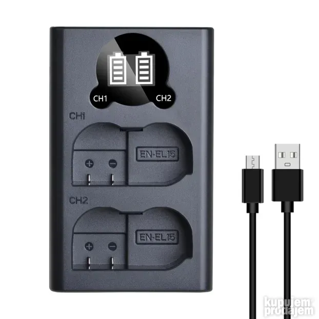 Caricabatterie Doppio Per Nikon EN-EL15 - Compatibile Con Z8, D850, D500 E Altri, Con Display LCD E Ricarica Rapida - Foto 2