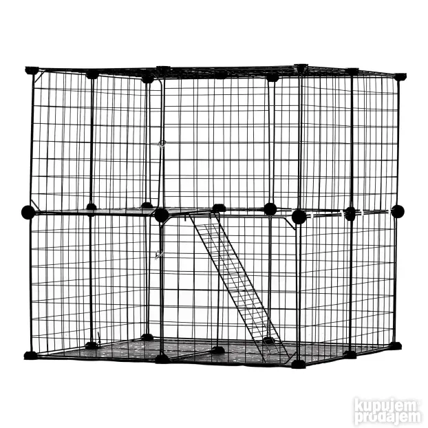 VEVOR veliki kavez za mačke sa 2 nivoa, 71 x 71 x 71 cm