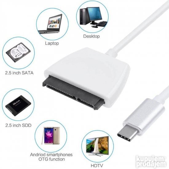 USB-C 3.1 na adapter SATA za 2.5" HDD SSD usbc sa dod.napaja