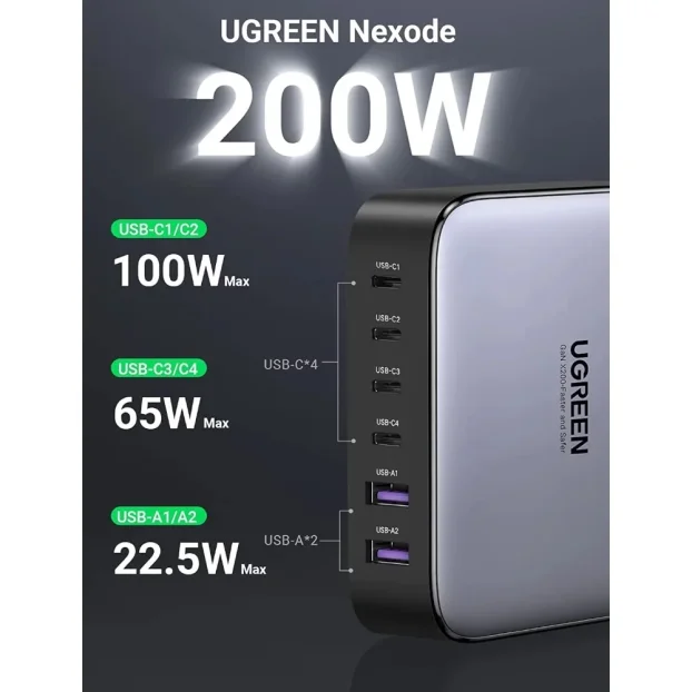 USB stanica za punjenje GaN 200W / 6 portova - UGREEN CD271