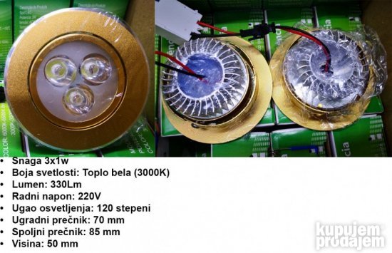 Rozetna ugradna3x1w 199d COB rozetna5w