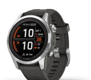 GARMIN Fenix 7S Pro Solar grafitszurke-ezust silicone belt