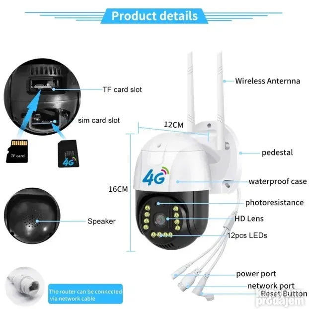SIM 4G LTE video nadzor gsm spoljasnja nadzorna kamera v380