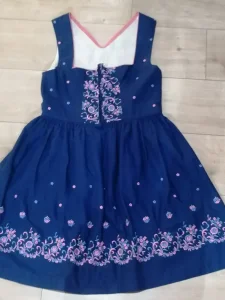 Lepa marin plava etno haljina mašinski vez-ocuvana