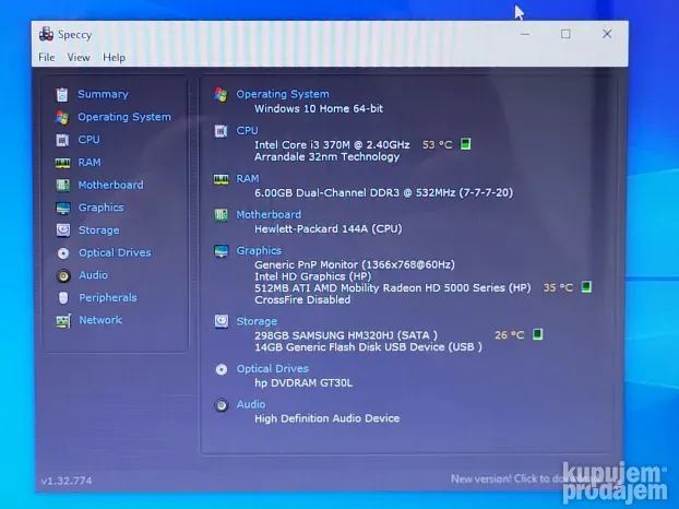 Laptop HP Pavilion dv6-3110ez Intel i3-370M 6GB 320GB 15.6"